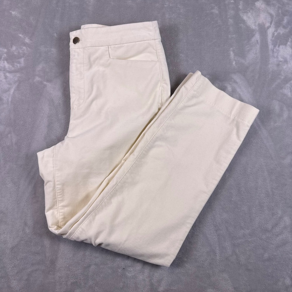 Talbots Womens 6 Ivory Cream Straight Leg Velveteen Pants Cotton Blend Trousers